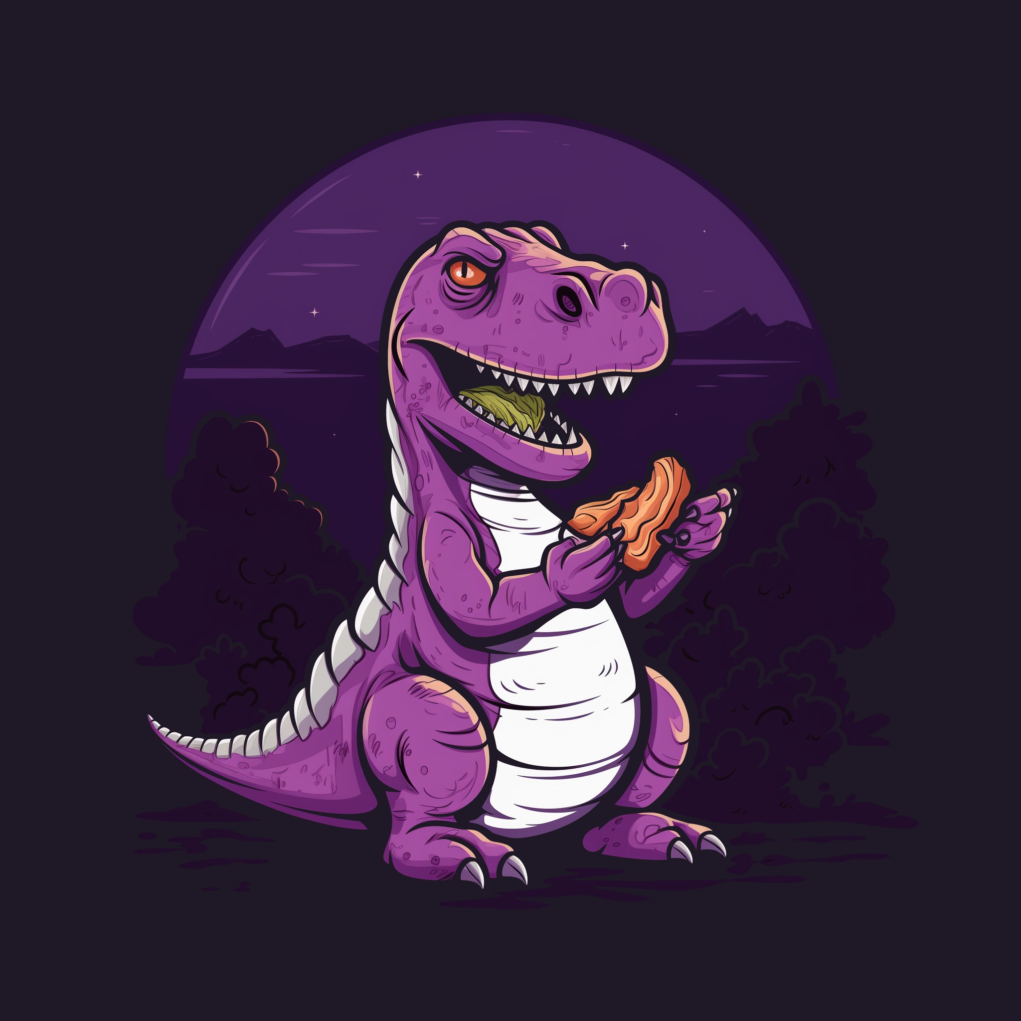 Dino eating bacon