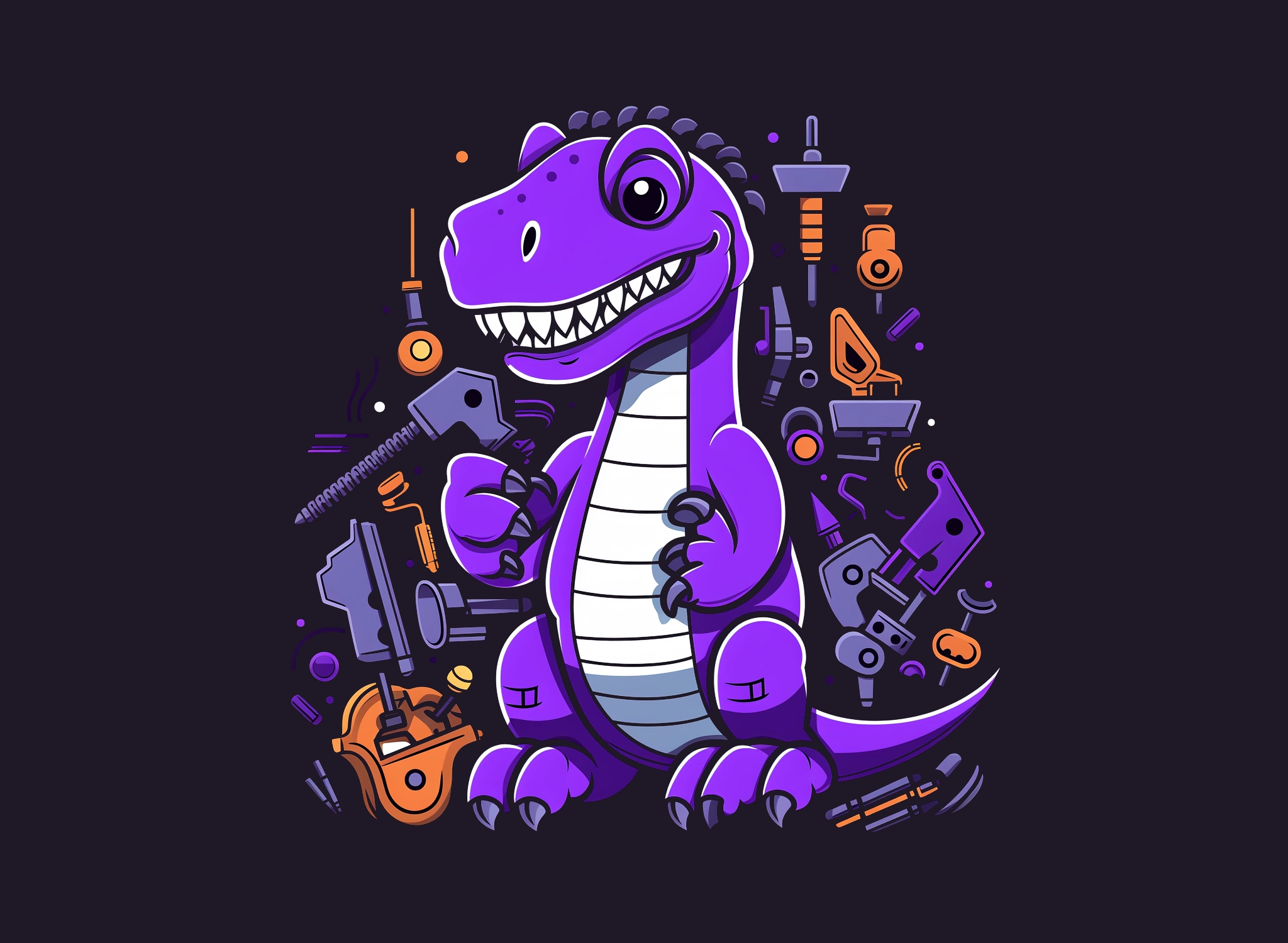 Dino with tools