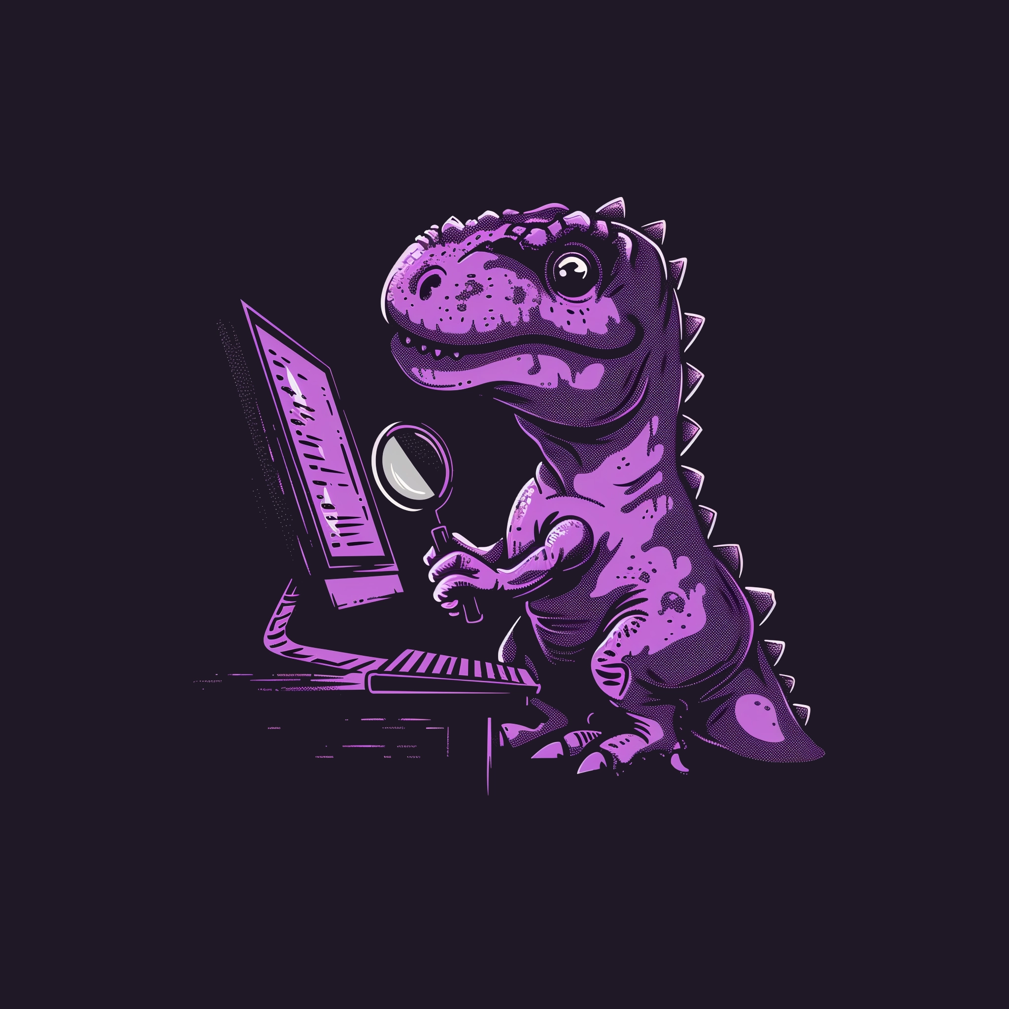 Dino with magnifing glass